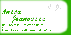 anita joanovics business card